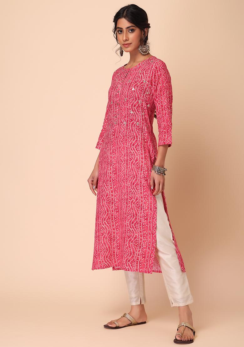 Babyhug Cotton Woven Full Sleeves Kurta & Pyjama Set With Bandhani & Foil Print- Dark Green