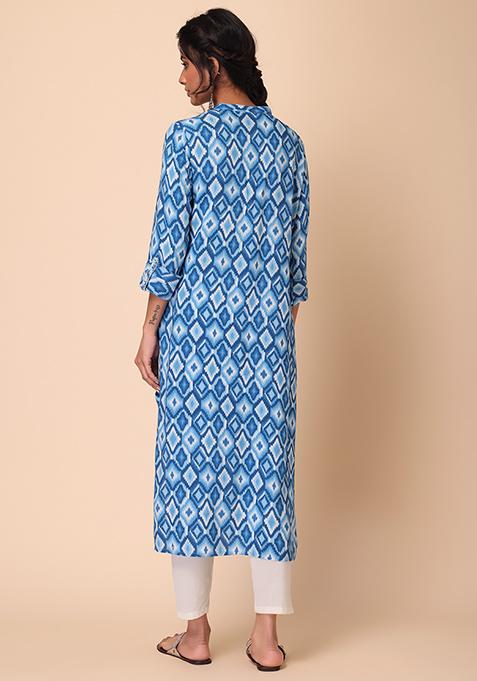 Blue Abstract Women'S Kurta