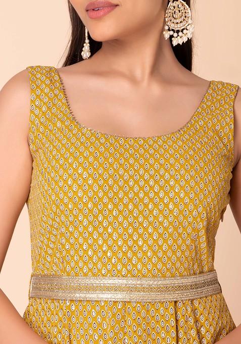 Honeycomb ~ Mustard Yellow Ajrakh Handblock Kurti