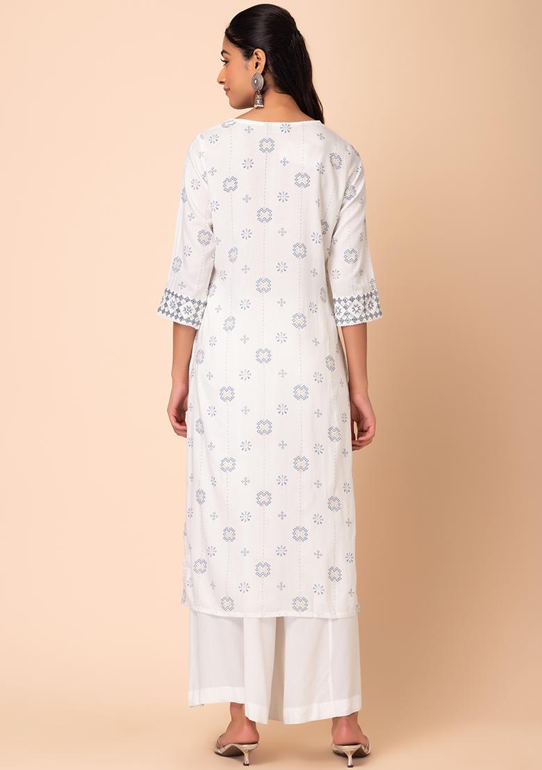 Graphite Grey Floral Acrylic kurta main image 1