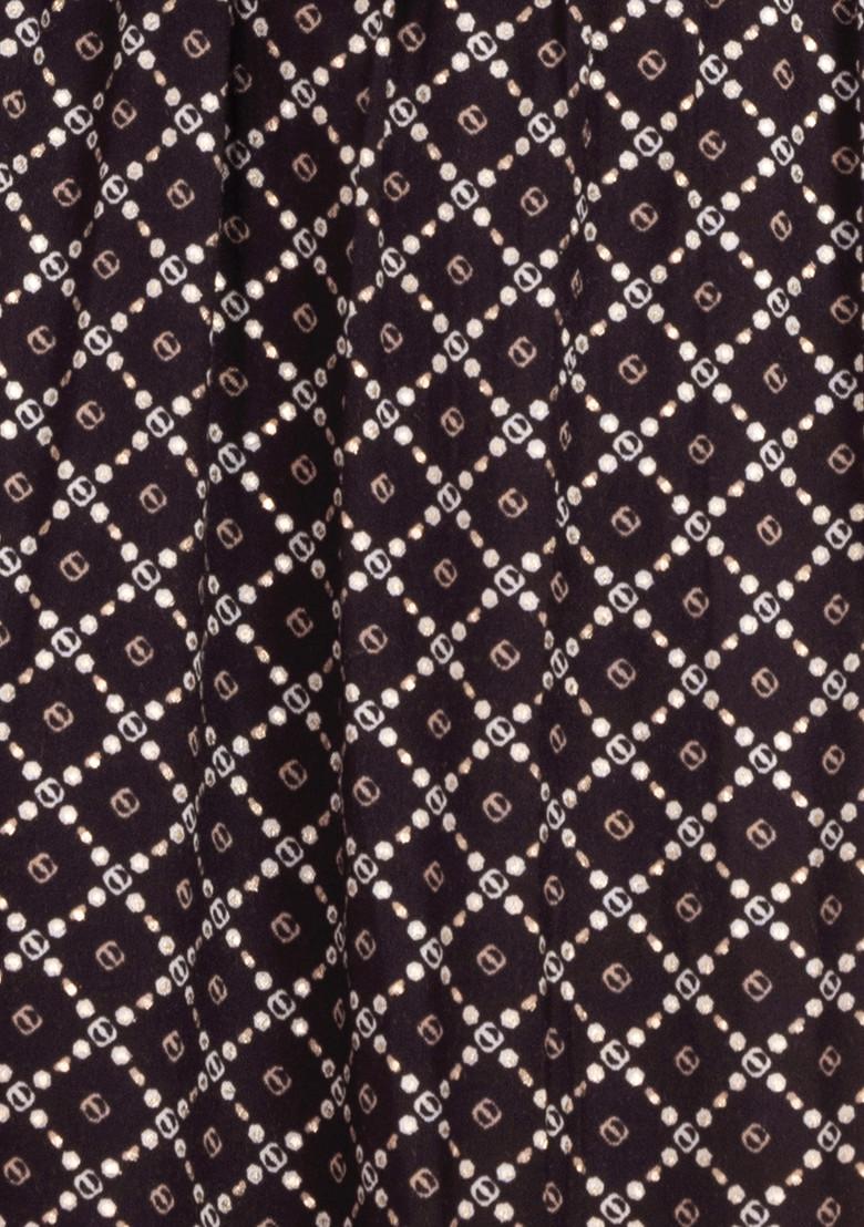 Black Bandhani Print Side Tie Up Rayon Tiered Dress