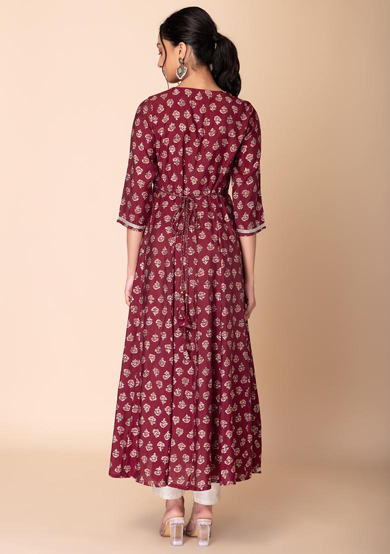Maroon Ajrakh Print Muslin Kurta