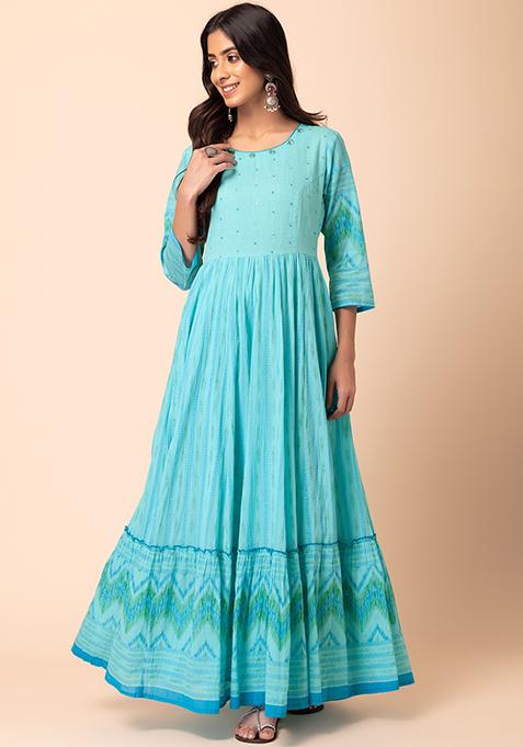 Blue Ikat Cotton Dress