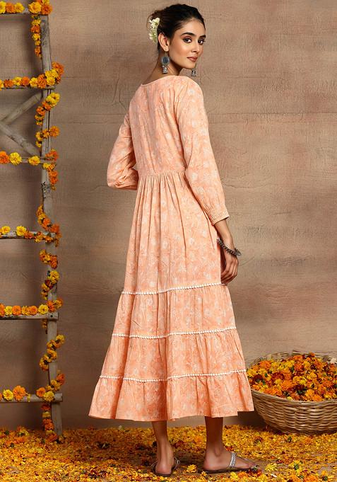 Floral Garden Peach Long Tank Dress main image 1