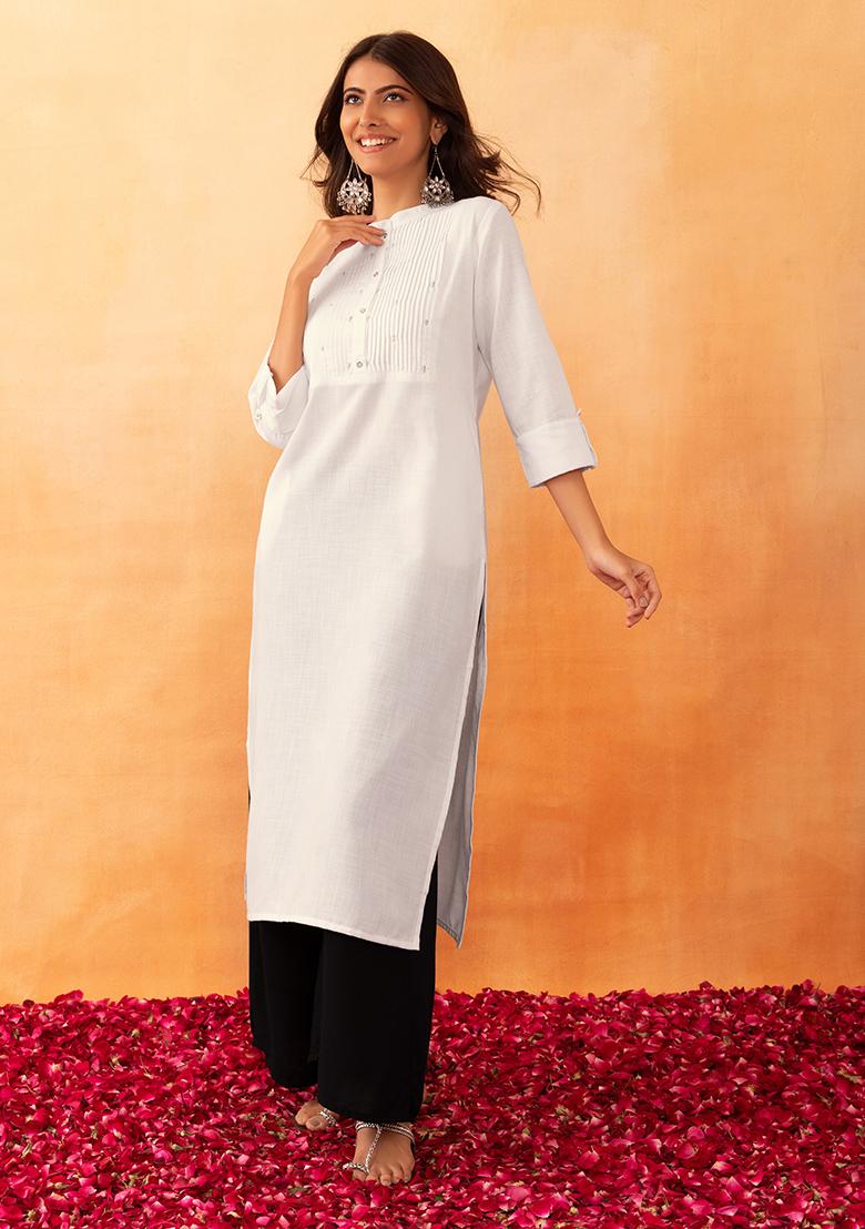 GoSriKi Damen Kurta Aus Rayon-Blend - Chikankari Besticktes Kurta-Set