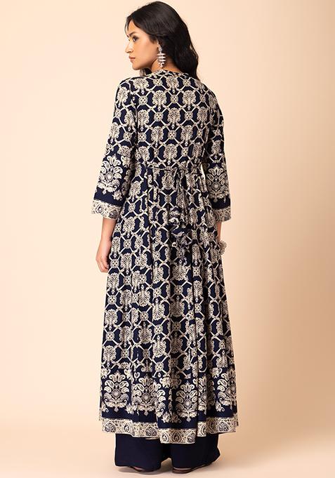 Women Muslin Blue Mughal Print Kurta main image 0