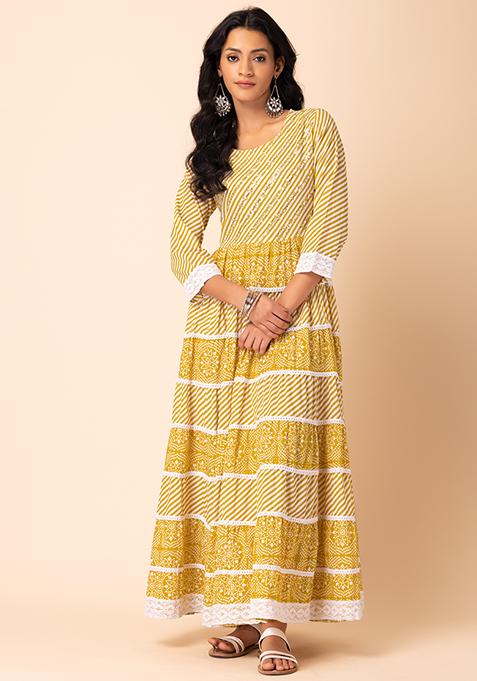 Jiyara Yellow Embroidery Back Dori Dress - Ready to Ship