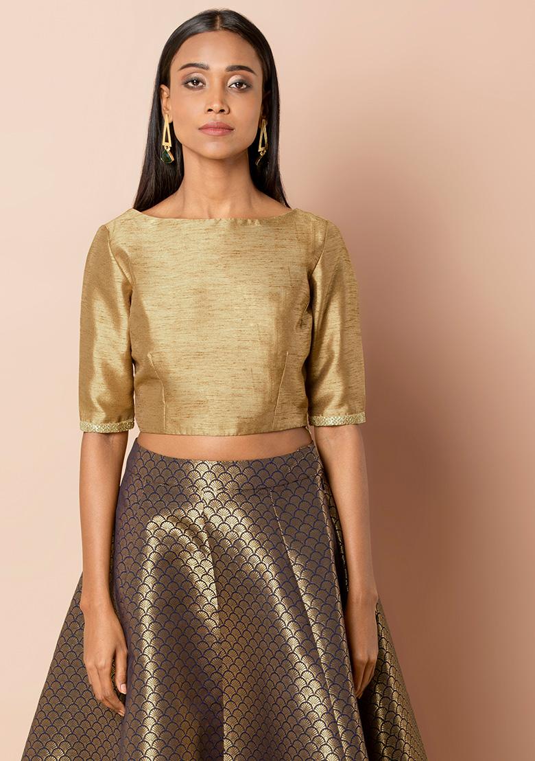 golden colour tops for skirts
