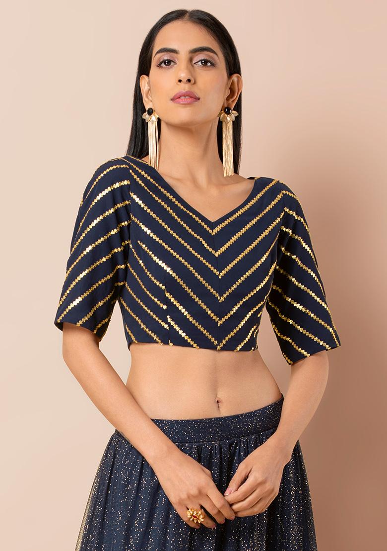 Sequin Stripes Knit Crop Top - Women - Ready-to-Wear