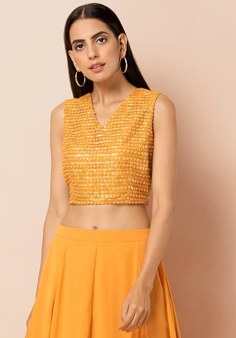 yellow colour crop top