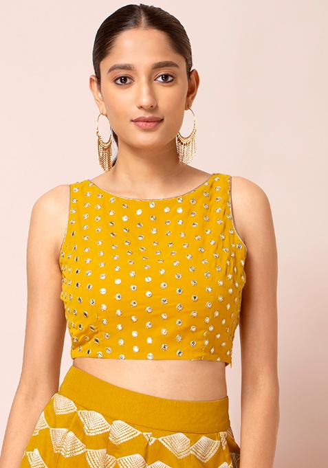 yellow skirt with crop top