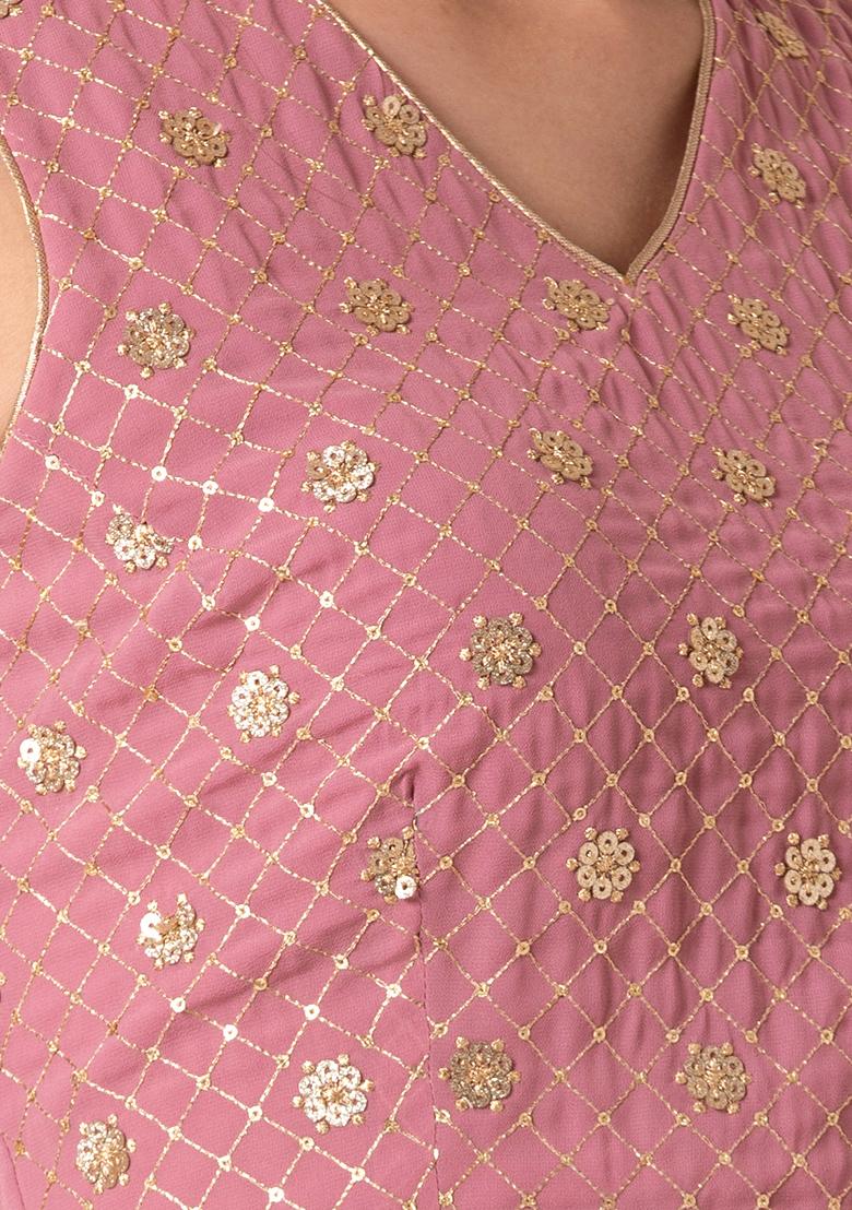 Buy Women Pink Sequin Embroidered Sleeveless Crop Top Haldi And Mehendi Indya