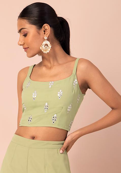 Lime Mirror Strappy Crop Top 