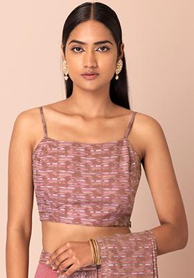 Buy Hot Pink Metallic Embroidery Sleeveless Blouse by Designer ONE