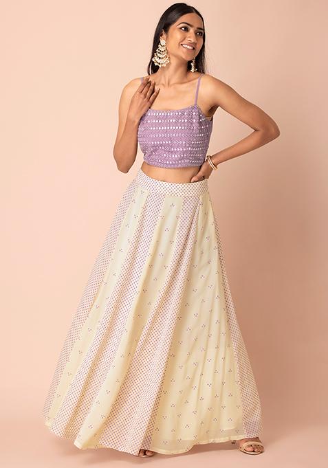 Pre Order:Pink  Butterfly Embroidered Strappy Top And Multi-Layered Net Lehenga main image 0
