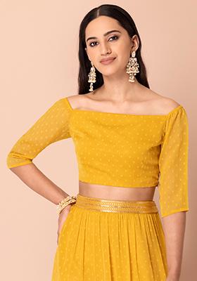 Half Sleeves Lace White Off Shoulder Party Wear Crop Top at Rs 750