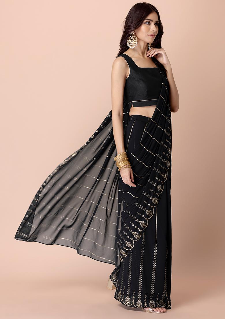 Black Square Neck Crop Top  - Indya