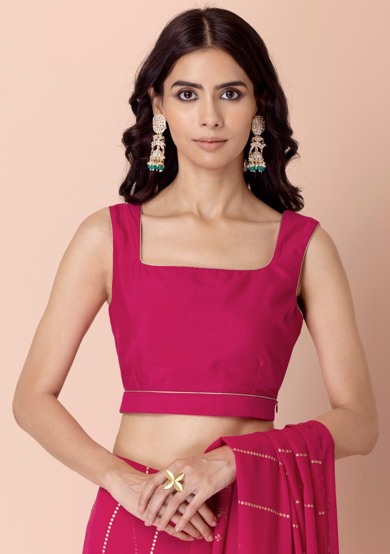 Buy Women Hot Pink Square Neck Blouse - Bloggers-Page - Indya