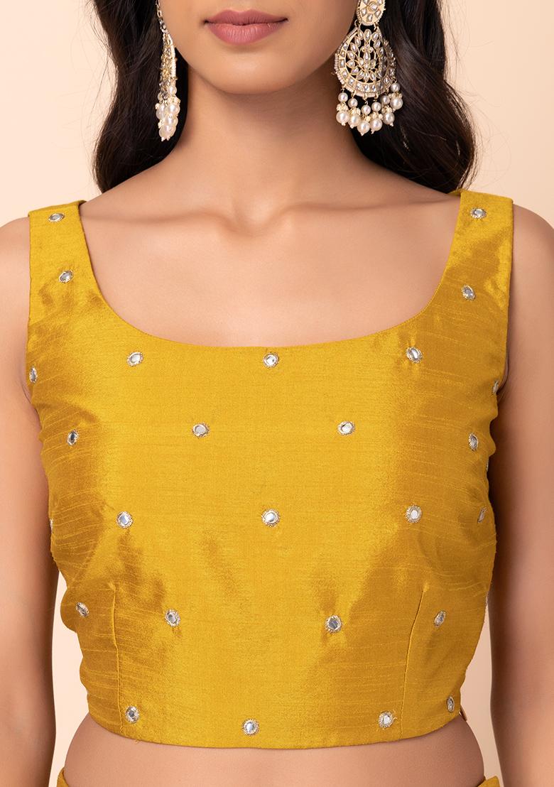 Women Mustard Bodice Zari Embroidered Top With Palazzos main image 0