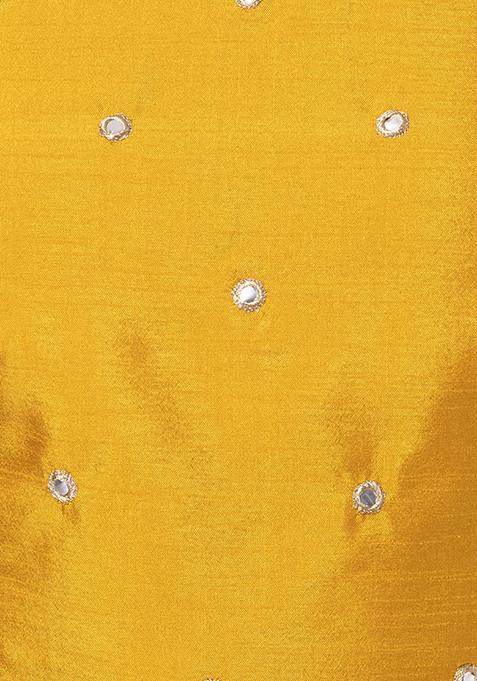 Mustard Yellow Zari Embroidered Flared Palazzo Suit main image 1