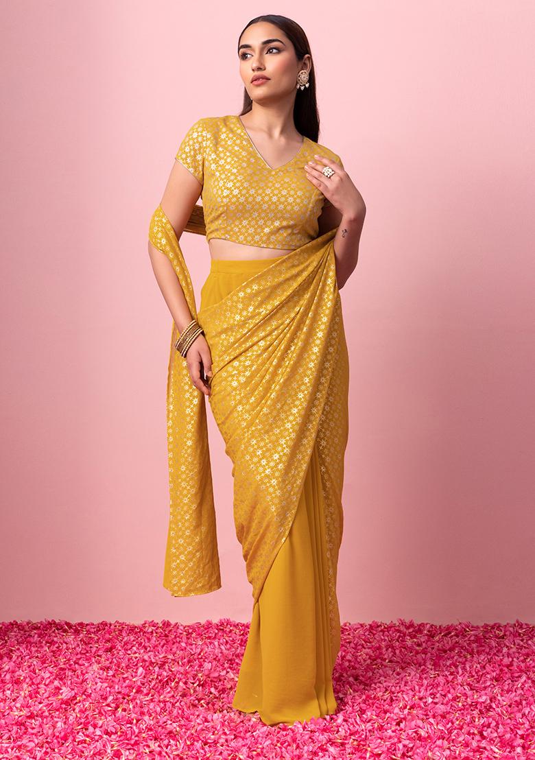 Mustard Yellow Foil Print Blouse