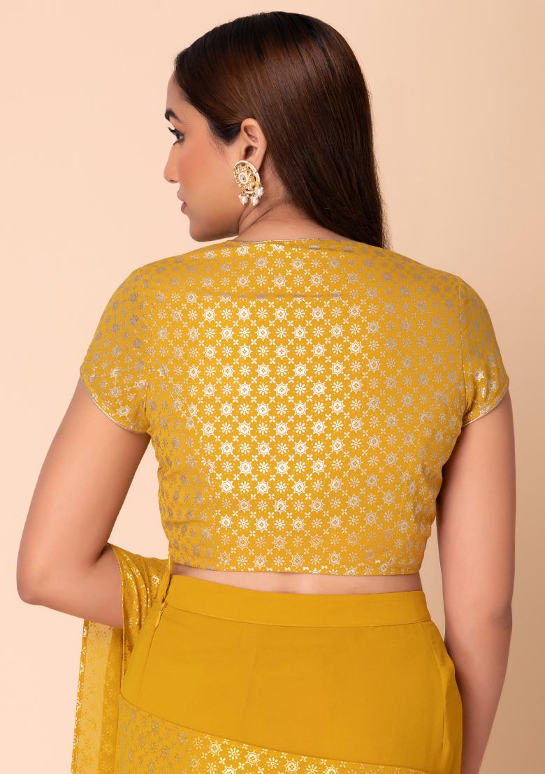 Mustard Yellow Foil Print Blouse