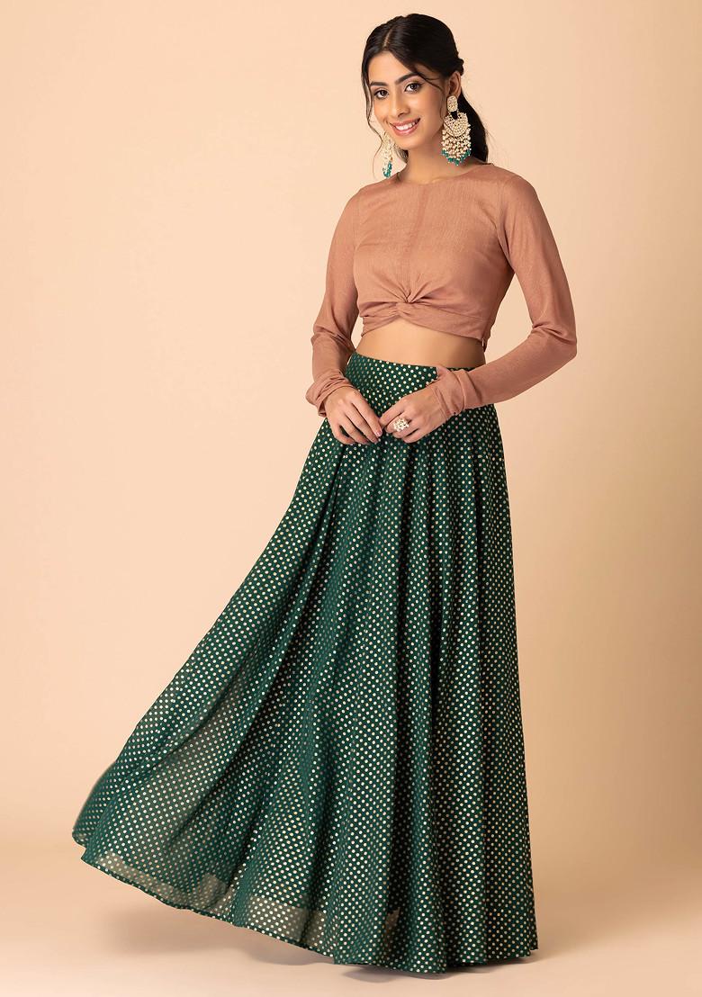 Gold Churidar Sleeve Shimmer Blouse