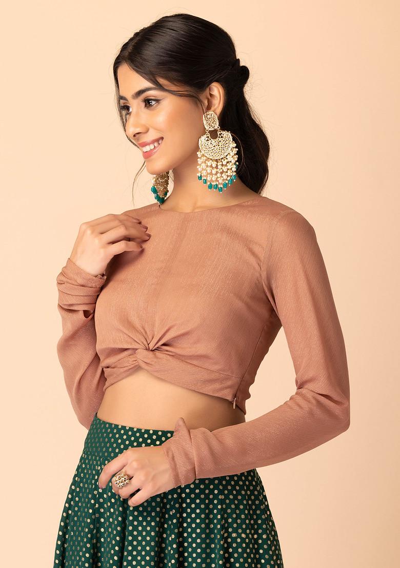 Gold Churidar Sleeve Shimmer Blouse