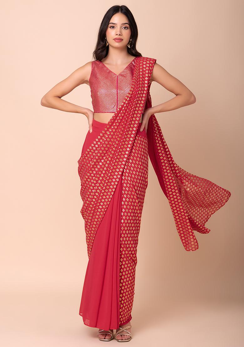 Hot Pink Sequin Stripe Embroidered Blouse