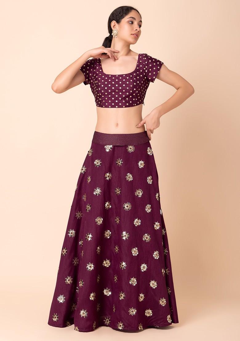 Purple Polka Dot Sequin Embroidered Blouse