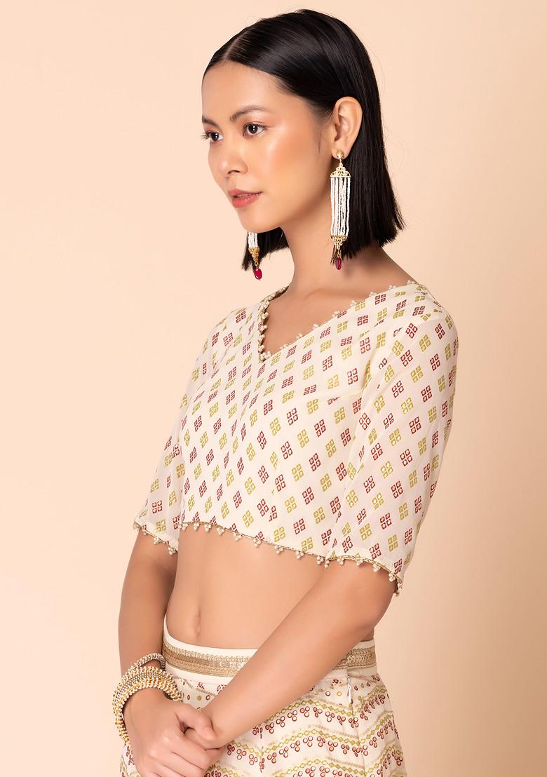 Ivory Foil Print Blouse