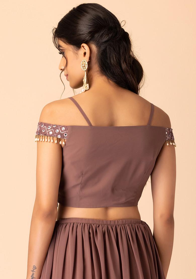 Dusty Pink Mirror Thread Embroidered Blouse