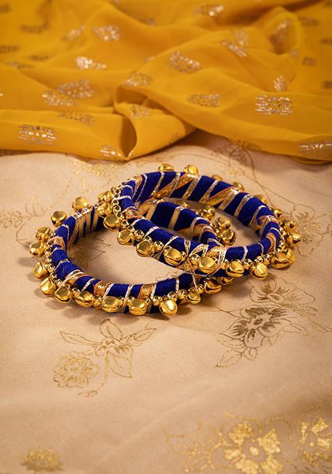 Blue Ghungroo Embellished Bangles (Set of 2)