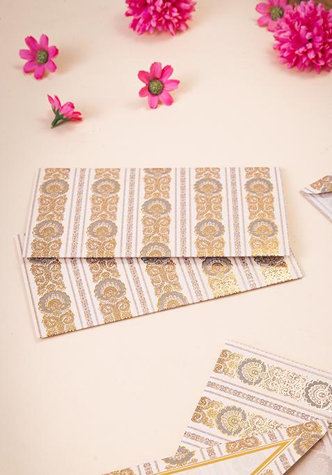 Beige Vertical Floral Print Shagun Envelope (Set of 10)