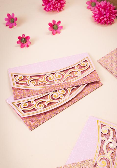 Blush Pink Geometric Print Shagun Envelope (Set of 10)