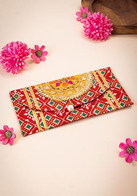 Orange Patola Print Shagun Envelope