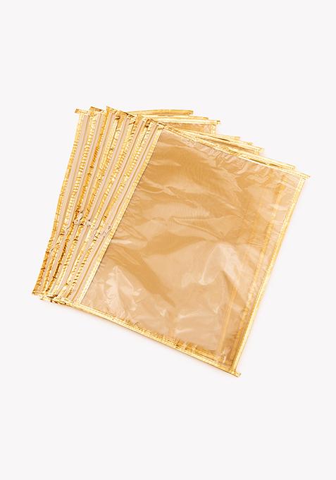 Gold Transparent Saree Bag (Set of 10)