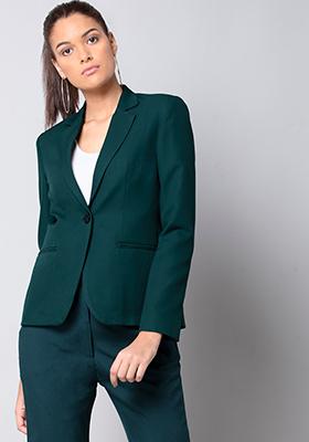 Buy Women Green Classic Crepe Blazer - Fab-All-Ex-designers Online ...