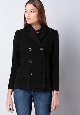 Black Felt Pea Coat 