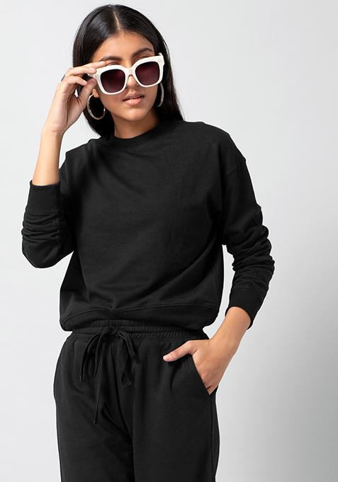 Black Drop Shoulder Sweatshirt