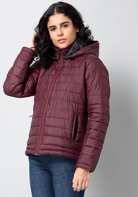 Buy Women Purple Zippered Puffer Jacket - WinterWear Online India ...