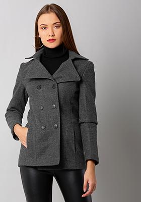 Grey Felt Double Breasted Coat