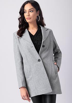 Grey Felt Longline Coat 