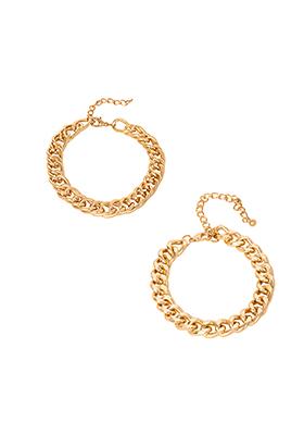 Gold Link Chain Bracelet Set of 2