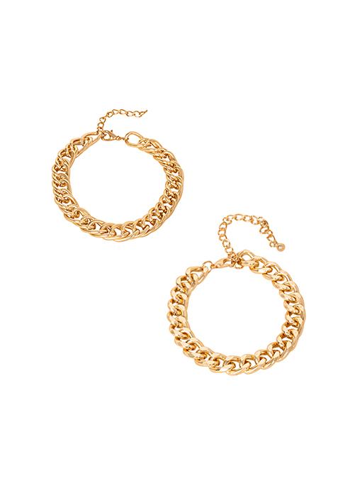 Gold Link Chain Bracelet Set of 2