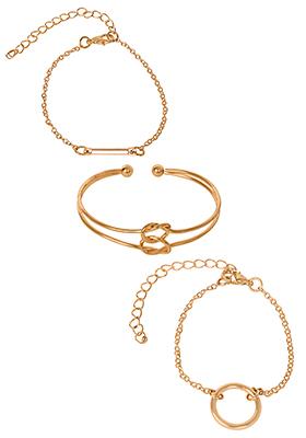 Gold Multi Design Bracelet Set of 3