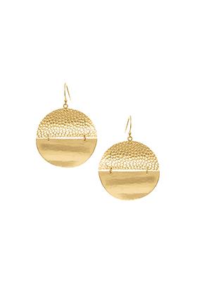 Gold Textured Disc Dangler Earrings