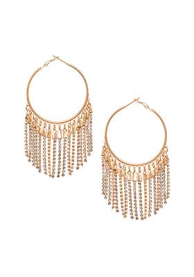 Gold Silver Diamante Chain Hoop Earrings 