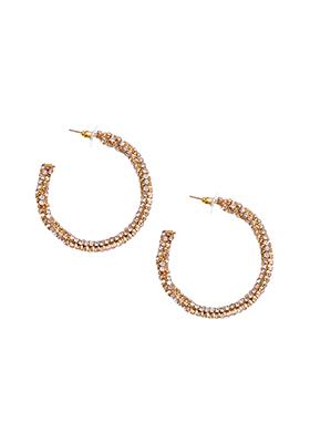 Gold Rhinestone Entwined Hoop Earrings
