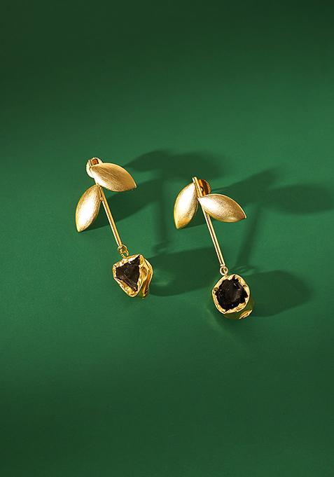 Gold Plated Petal Dangler Earrings